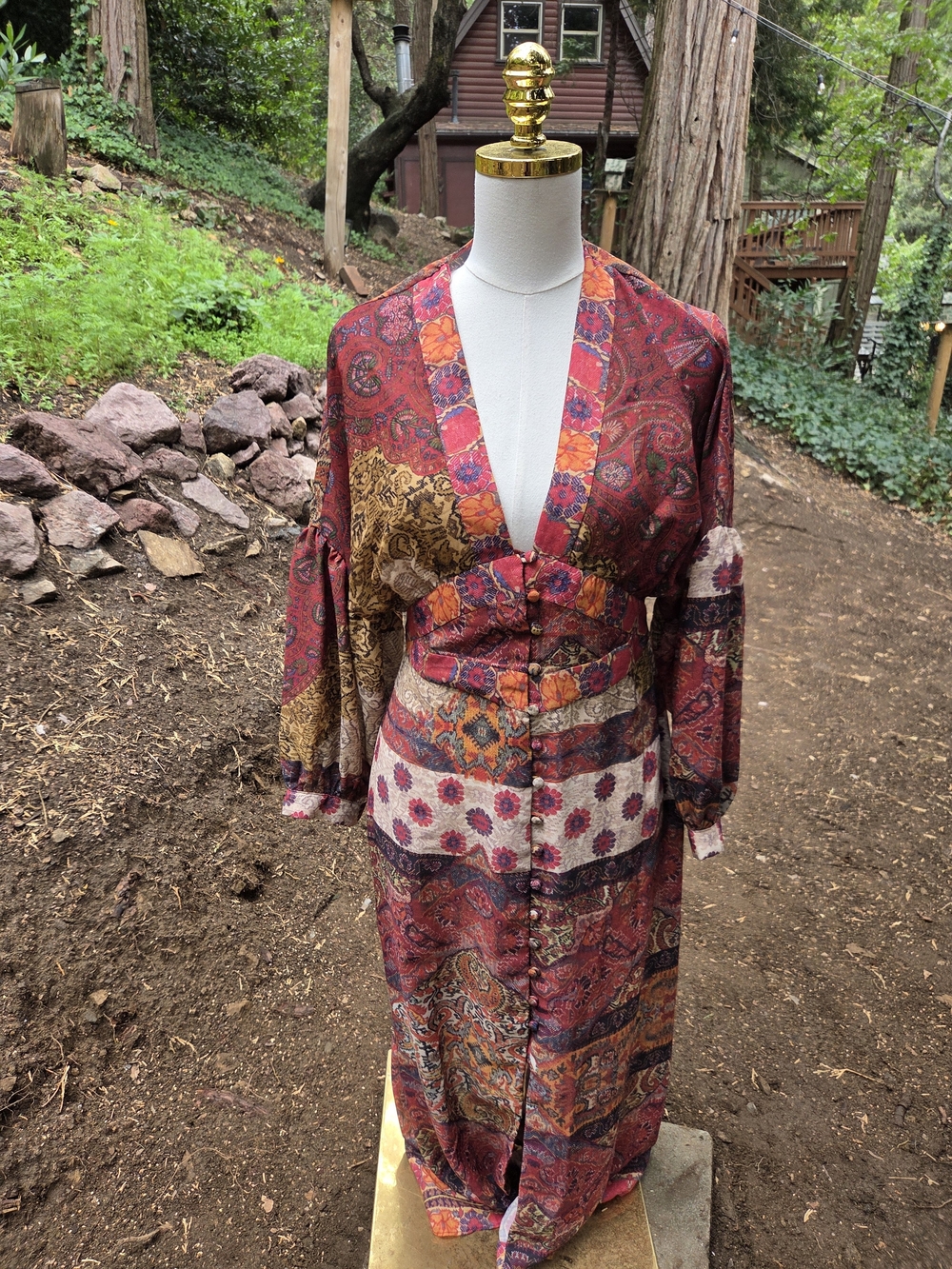 Zara Bohemian Patchwork Maxi Dress Size Medium